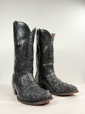 Vintage Cowtown Men’s Exotic Western Boots Size 8 EE Caiman Head Cut Western